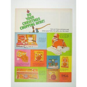 Wilson Sports Christmas Shopping Advertisement 1960s Tennis Baseball Football